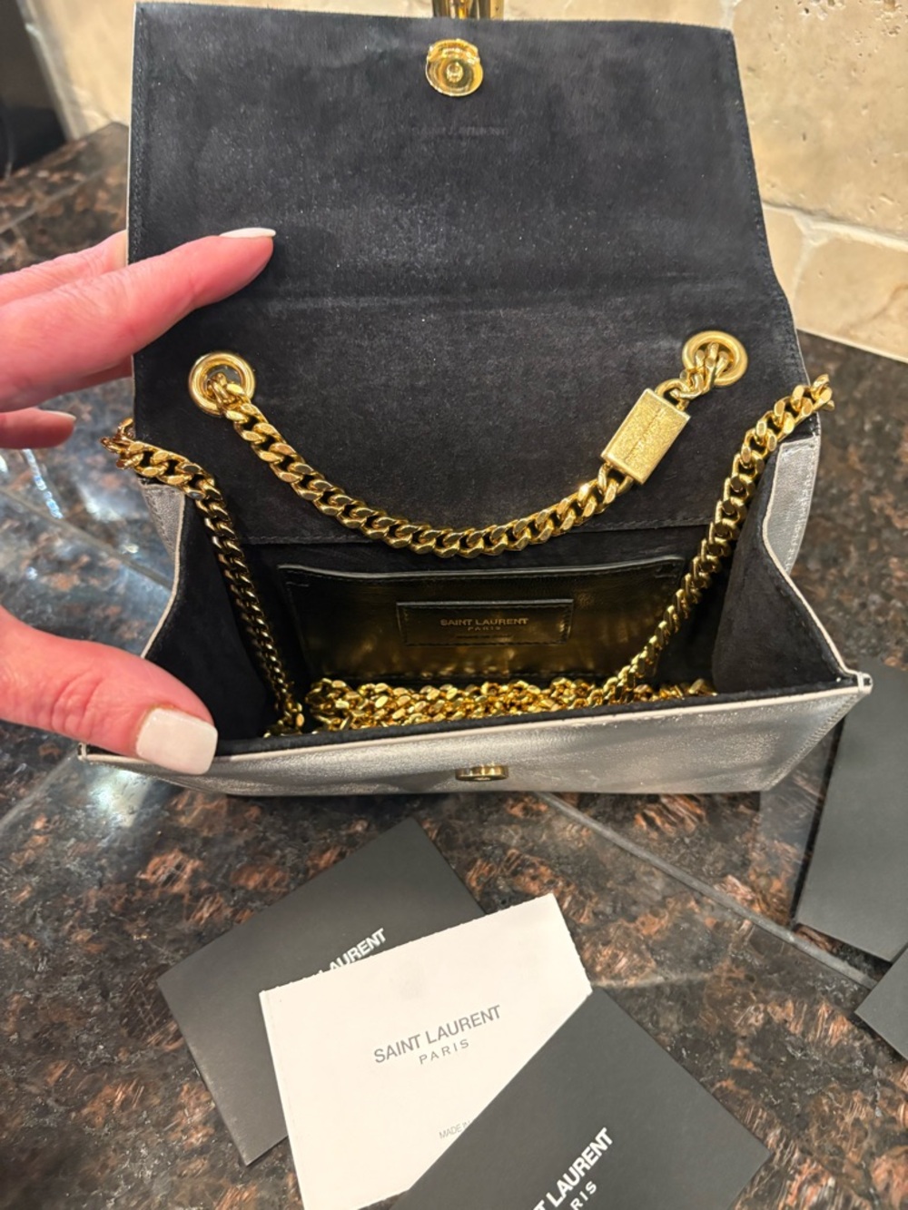 Saint Laurent Dust Bag Mini Kate Tassel Dust Bag Metallic new condition $2500 - Picture 13 of 14